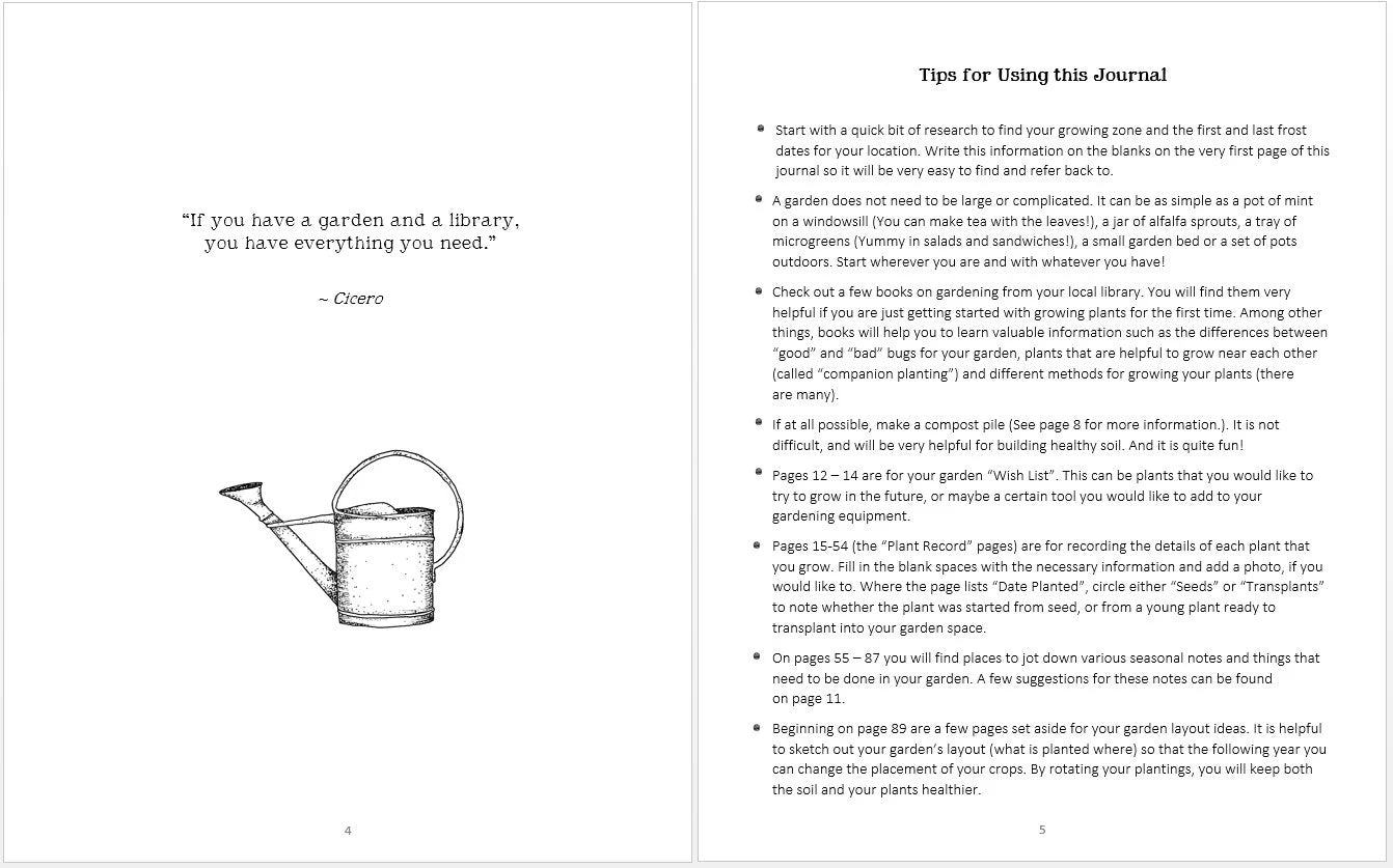 DIGITAL PDF Version - Garden Journal for Kids - 8.5 x 11 and A4 Size Formats