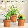 10 Pack 6 Inch Plant Pots with Drainage and Saucers, Plastic Flower Pots for Indoor and Outdoor Plants, Stackable Nursery Planters for Houseplants and Herbs, Terracotta