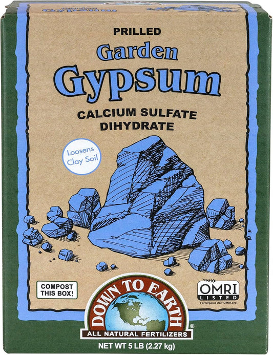 Organic Prilled Garden Gypsum - Calcium Sulfate Loosens Clay Soil Greens Grade Mini Granules, 5 lb
