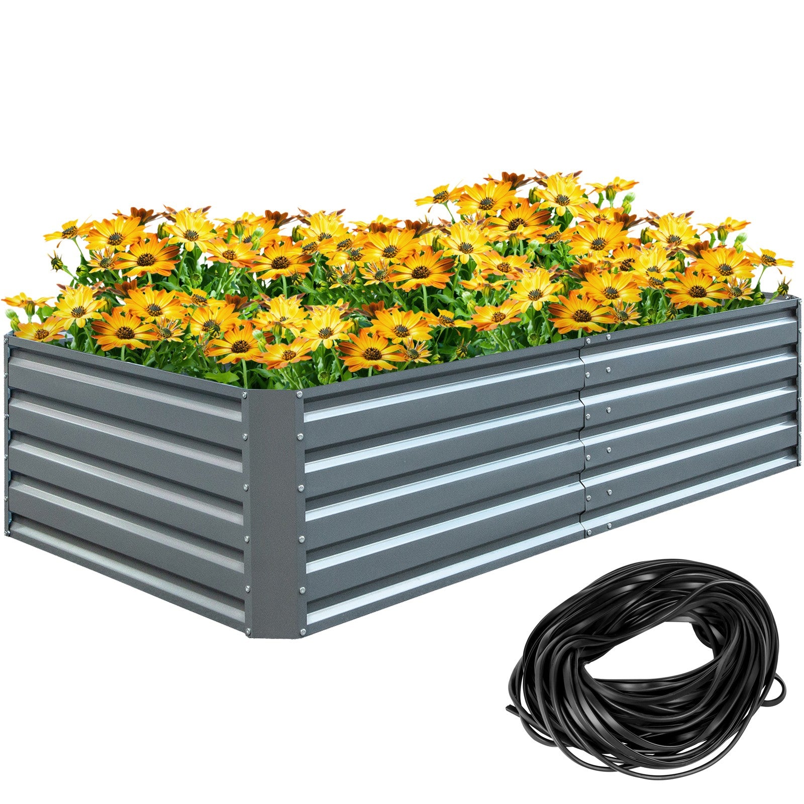 Galvanized Raised Garden Bed 80" x 40" x 19" Metal Planter Box Outdoor