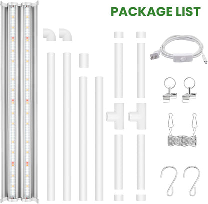 Grow Lights for Seed Starting with Stand, 2Ft T5 144 Leds Full Spectrum Seedling Grow Light for Indoor Plants, 32W High Output Seed Starter Light Kit, Height Adjustable, On-Off Switch