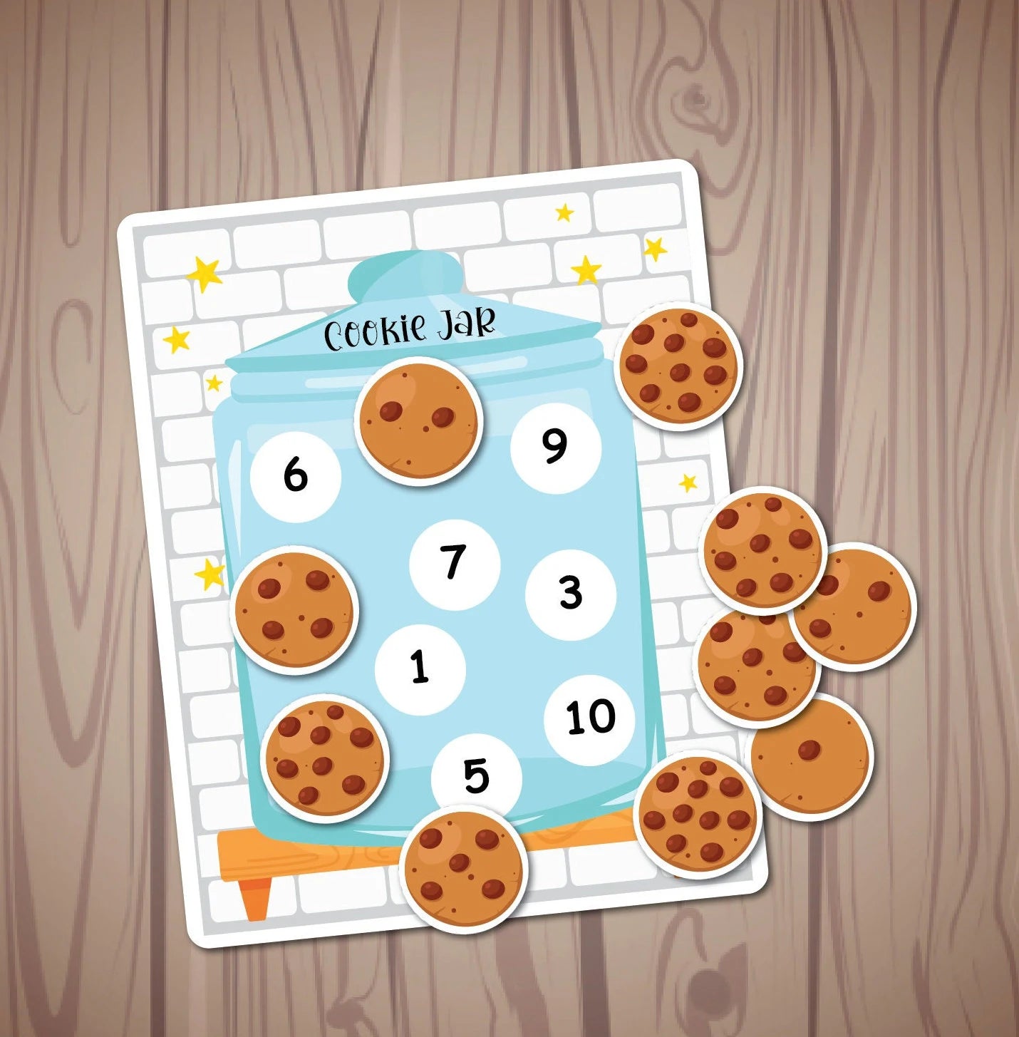 Cookie Jar Counting Activity, Matching Numbers 1-10 Count, Homeschool Learning, Pre-k Learning, Educational Resource.