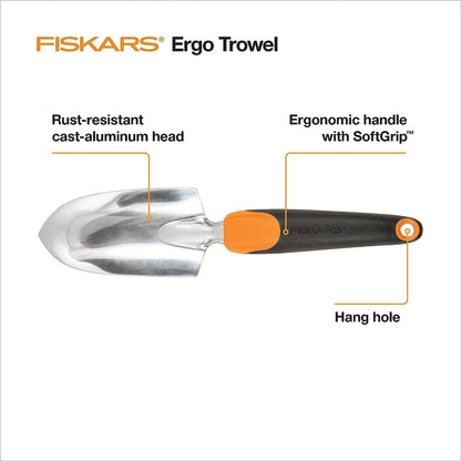Ergo Garden Trowel for Digging and Planting, Heavy Duty Gardening Hand Tool with Hanging Hole