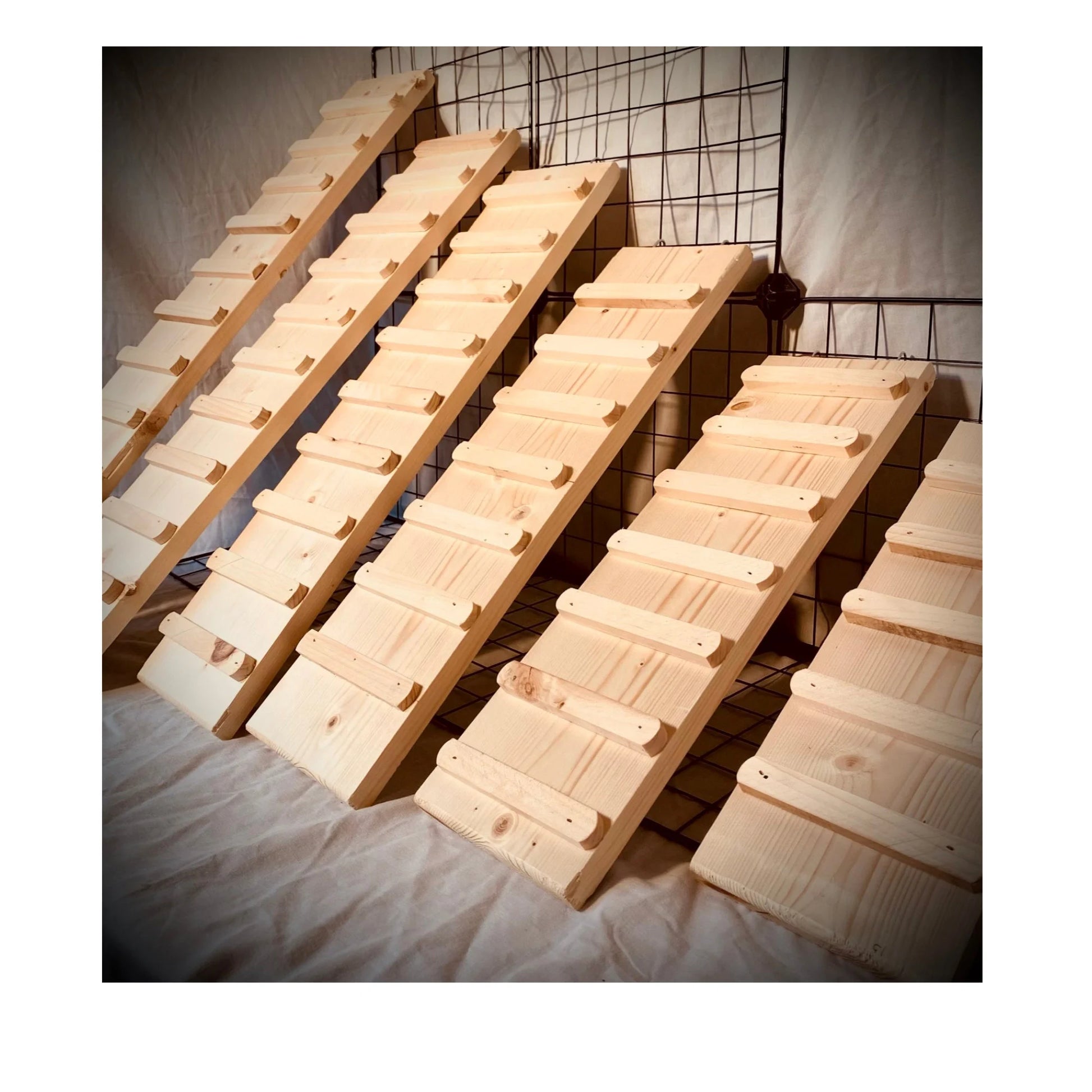 Handcrafted Indoor Pet Ramp, Kiln-Dried Pine, Cage Attachment