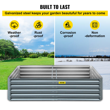 VEVOR Galvanized Raised Garden Bed Planter Box for Plant Flower Vegetable