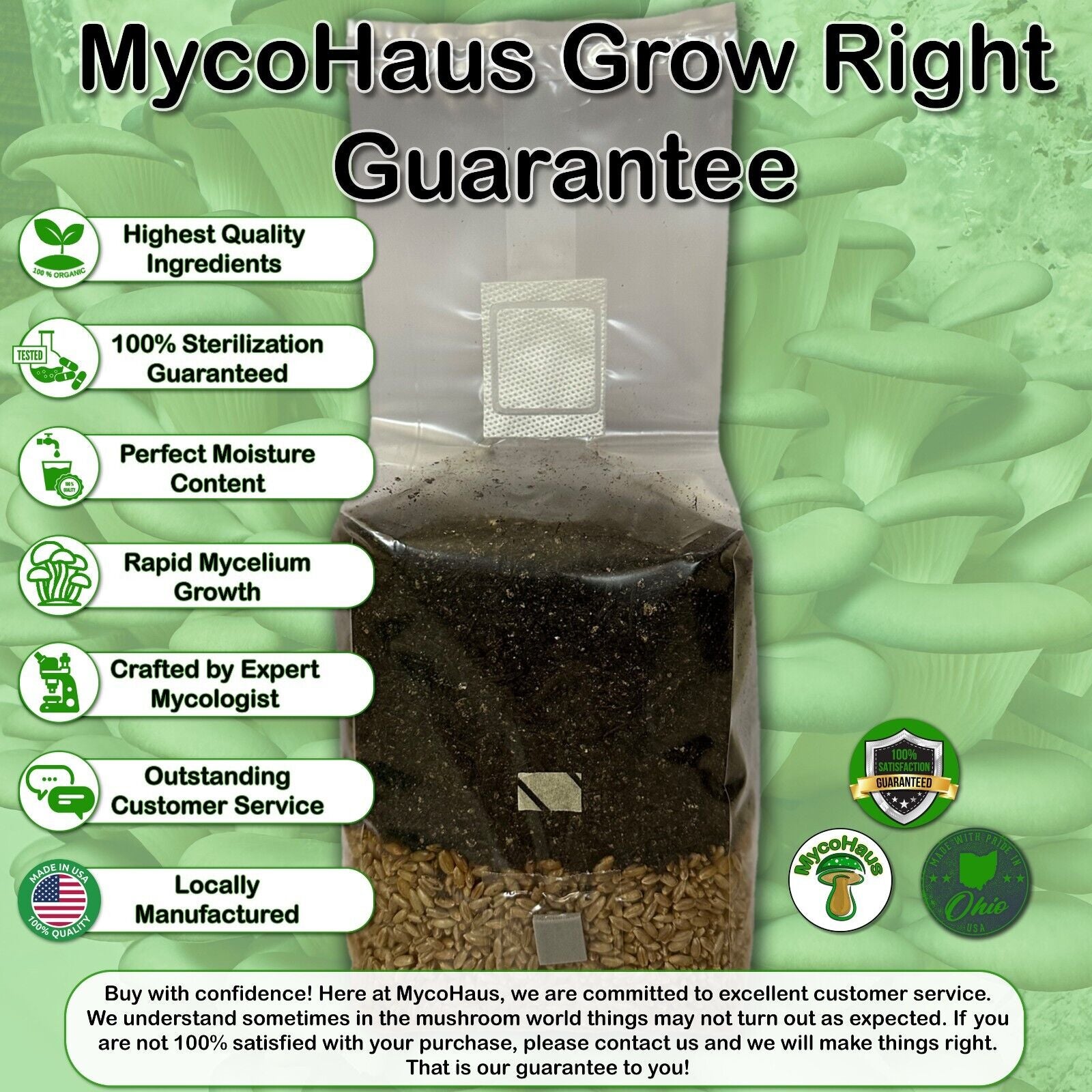 MycoHaus All in One 5 Pound Spawn Bag Rye & Compost Mushroom Substrate Grow Kit