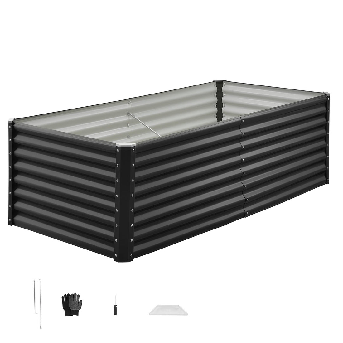 Uimoso Metal Raised Garden Bed Galvanized Planter Box 6x3x2 ft Gray for Outdoors