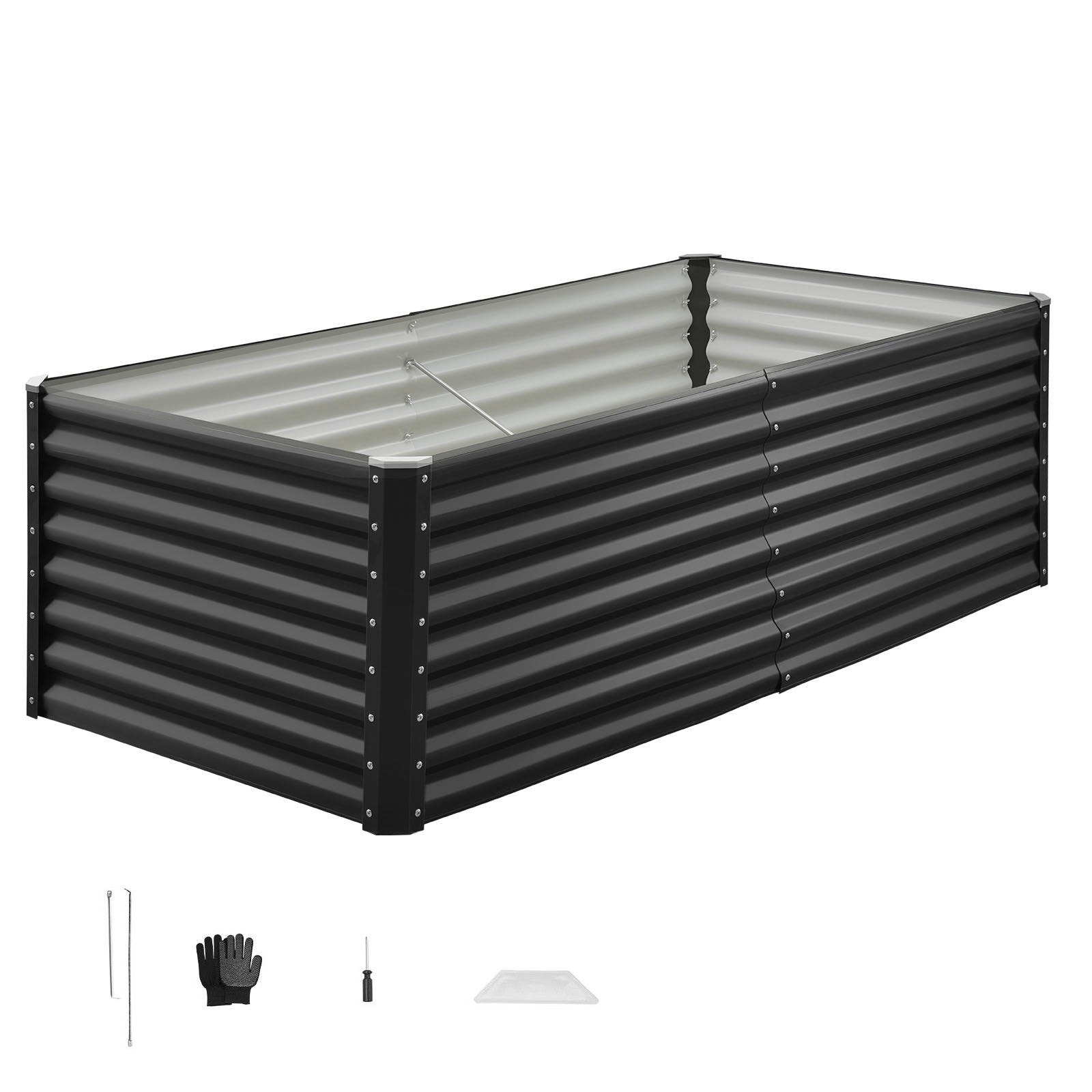 Uimoso Metal Raised Garden Bed Galvanized Planter Box 6x3x2 ft Gray for Outdoors