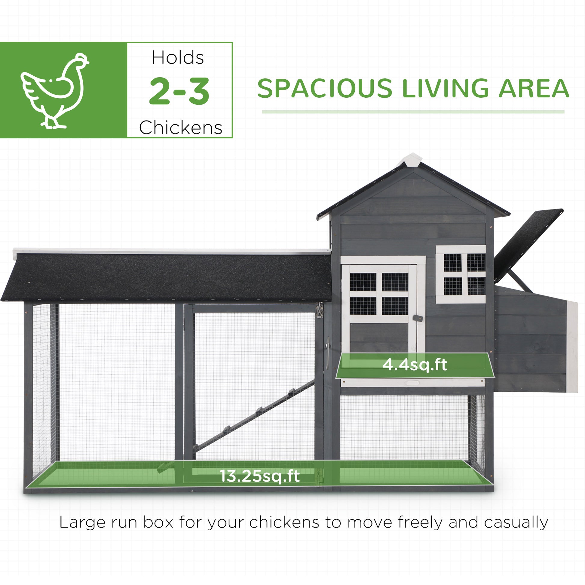 PawHut 84'' Chicken Coop Deluxe Wooden House Hen Backyard Poultry Hutch Run Box