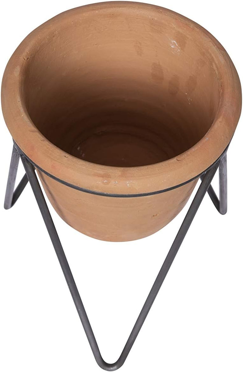 Terracotta Pot with Metal Stand