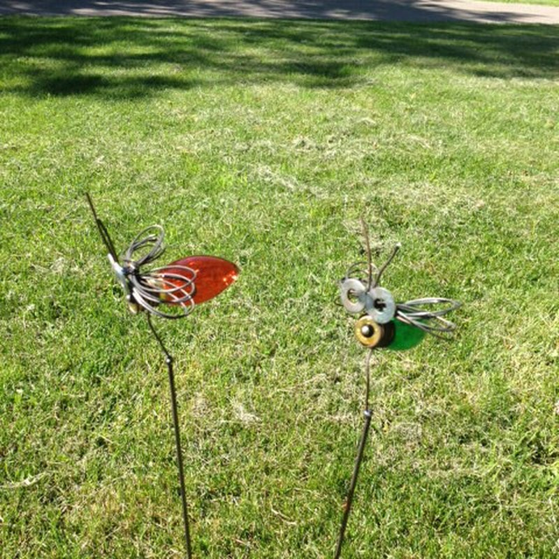 Lightning Bug Firefly Light Bulb Recycled Yard Art