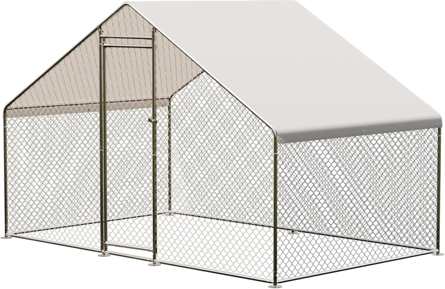 Metal Chicken Coop 6.5/13/20 FT Large Walk-in Hen Cage House with Cover Roof NEW