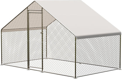 Metal Chicken Coop 6.5/13/20 FT Large Walk-in Hen Cage House with Cover Roof NEW