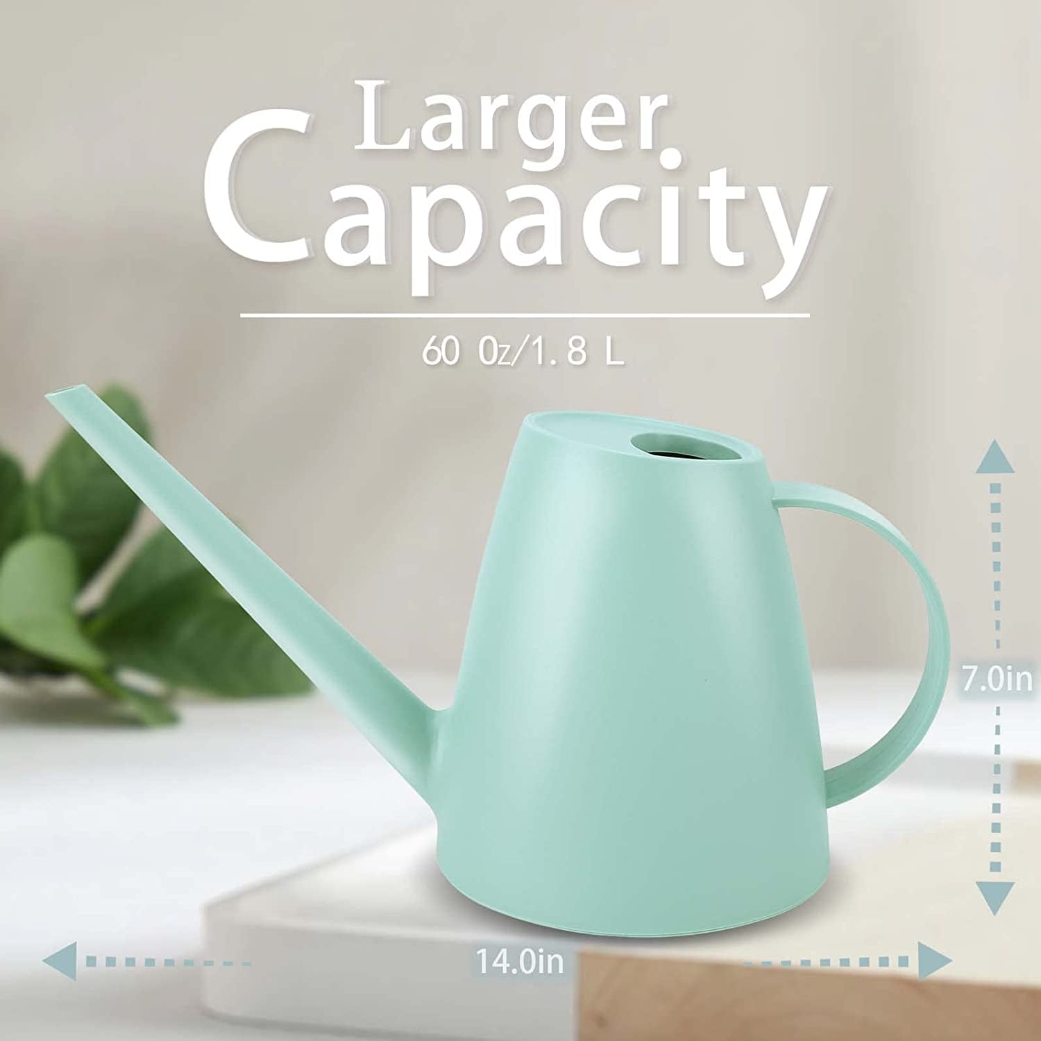 Watering Can for Indoor Plants, Small Watering Cans for House Plant Garden Flower, Long Spout Water Can for Outdoor Watering Plants 1. 8L 1/2 Gallon (Green)