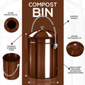 Compost Bin with Lid and 1.3 Gallon Compose Spare Charcoal Filter Utopia Kitchen