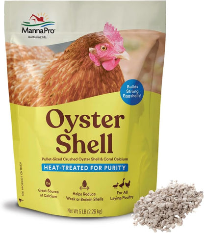 Crushed Oyster Shell for Chickens – Calcium Supplement for Laying Hens to Support Strong Eggshells – Natural Poultry Mineral Feed for Backyard Chickens – 5 lb Bag