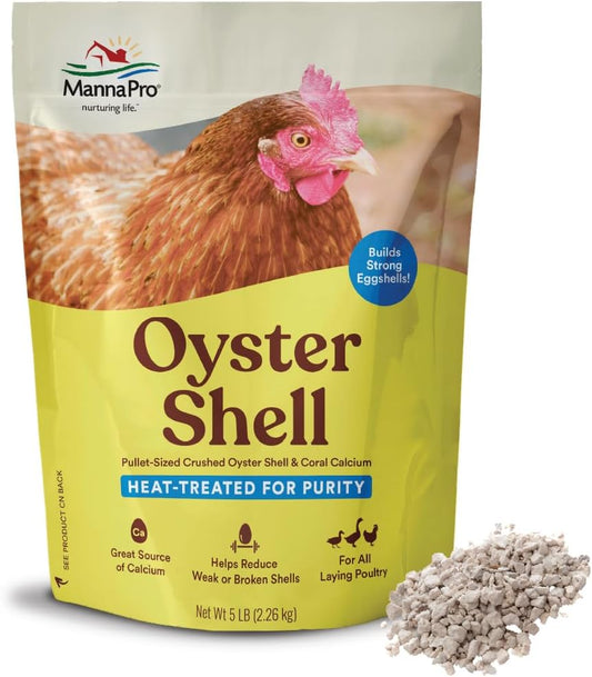 Crushed Oyster Shell for Chickens – Calcium Supplement for Laying Hens to Support Strong Eggshells – Natural Poultry Mineral Feed for Backyard Chickens – 5 lb Bag