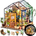 DIY Miniature House Kit Greenhouse, Tiny House Kit for Adults to Build, Mini House Making Kit with Furniture, Halloween/Christmas Decorations/Gifts for Family and Friends (Cathy's Greenhouse)