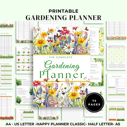 Printable Garden Planner |Garden Organizer | Square Foot Garden Planner | Plants Records | Gardening Checklist | Inventory | Plant Planner
