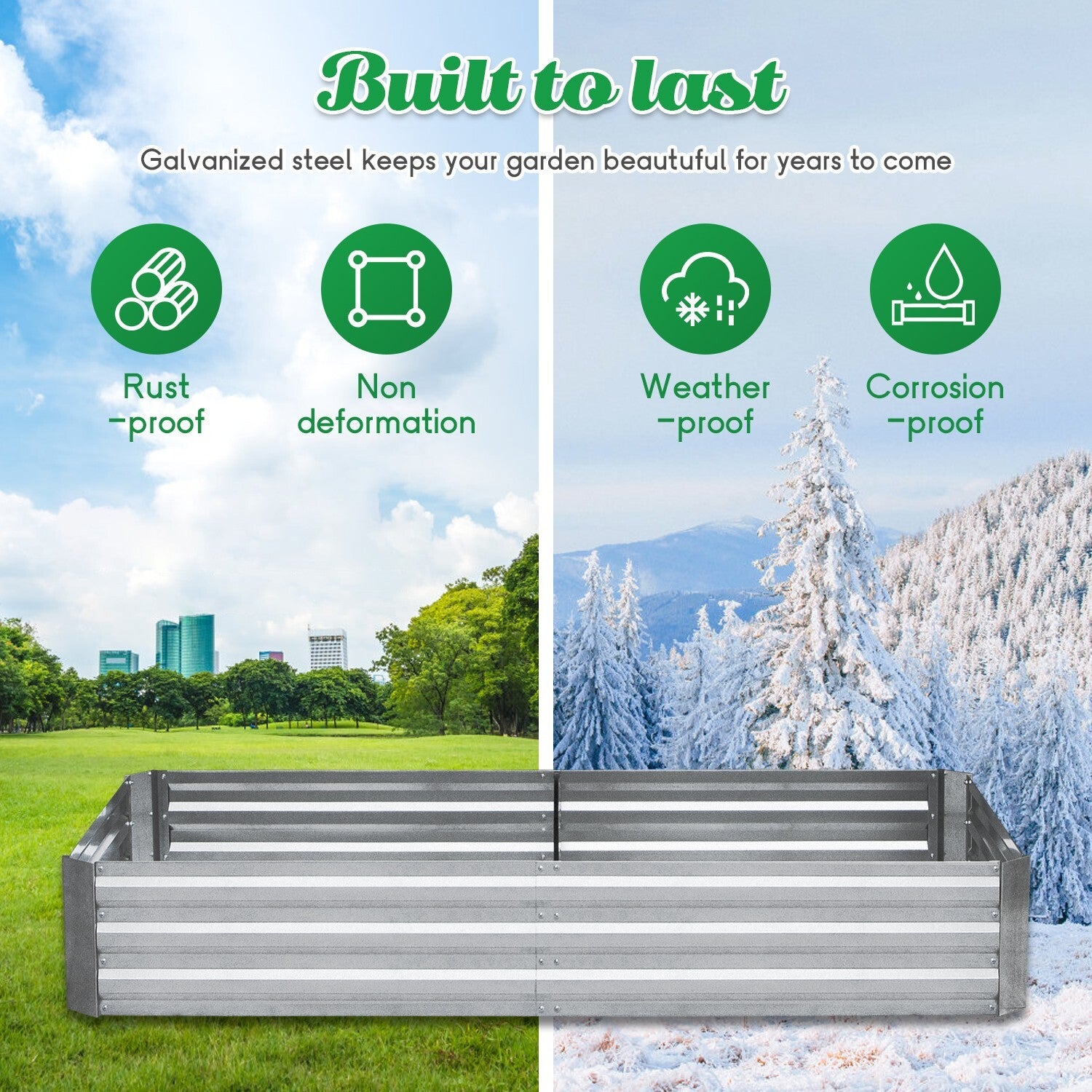 Galvanized Garden Bed, Elevated Raised Garden Bed 6x3x1ft for Outdoor Raised