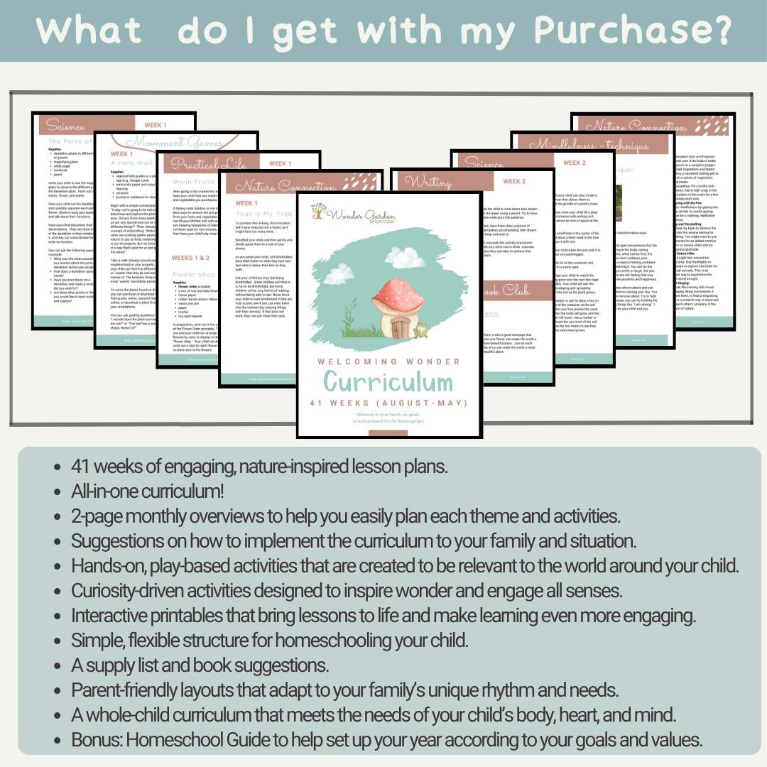 Nature-based Kindergarten Homeschool Curriculum: Secular, Whole-child focus, Hands-on