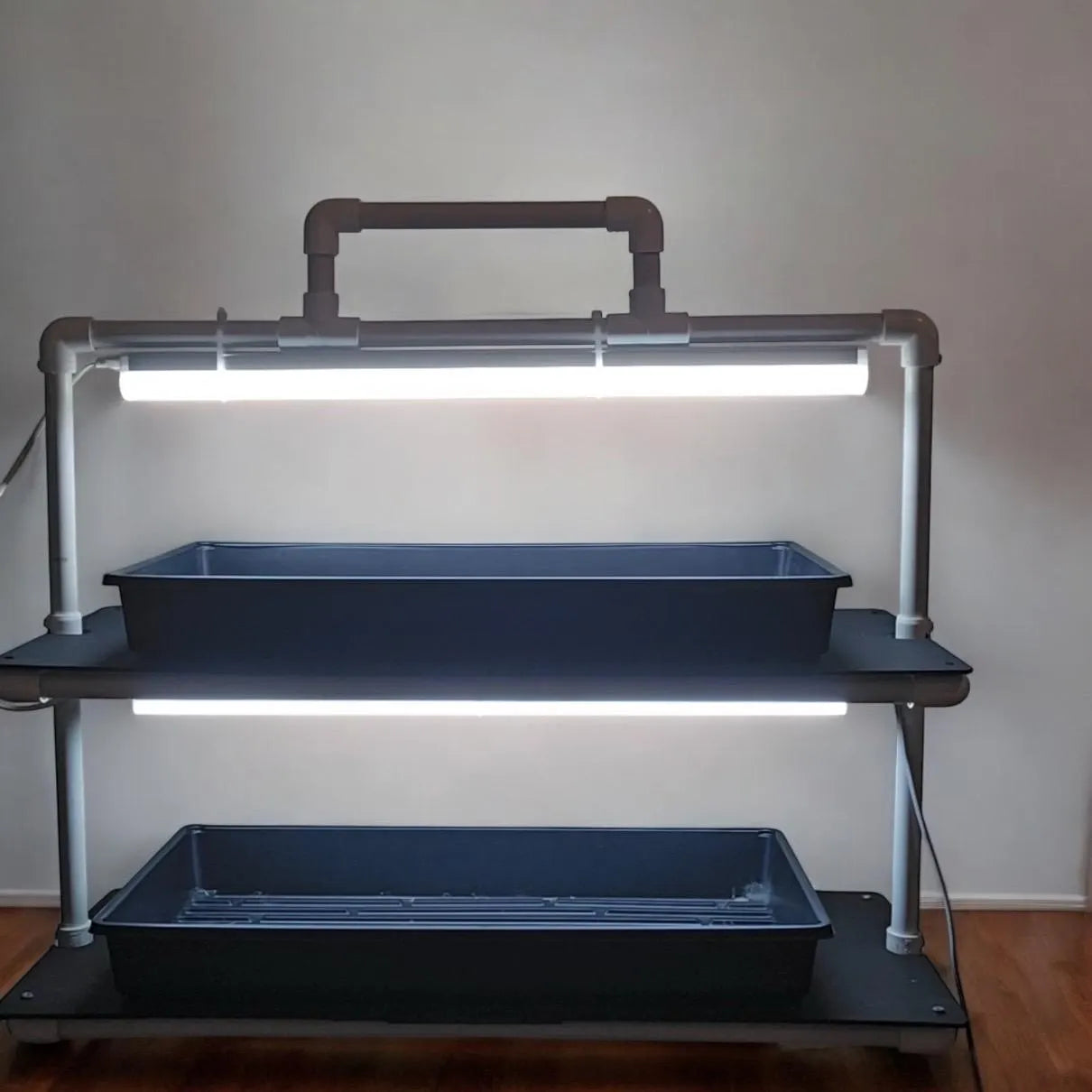 LED Grow Light Plant Stand with two Shelves & Two 10 W Full-Spectrum Light Bars for Seed Starting