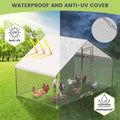 Metal Chicken Coop 6.5/13/20 FT Large Walk-in Hen Cage House with Cover Roof NEW