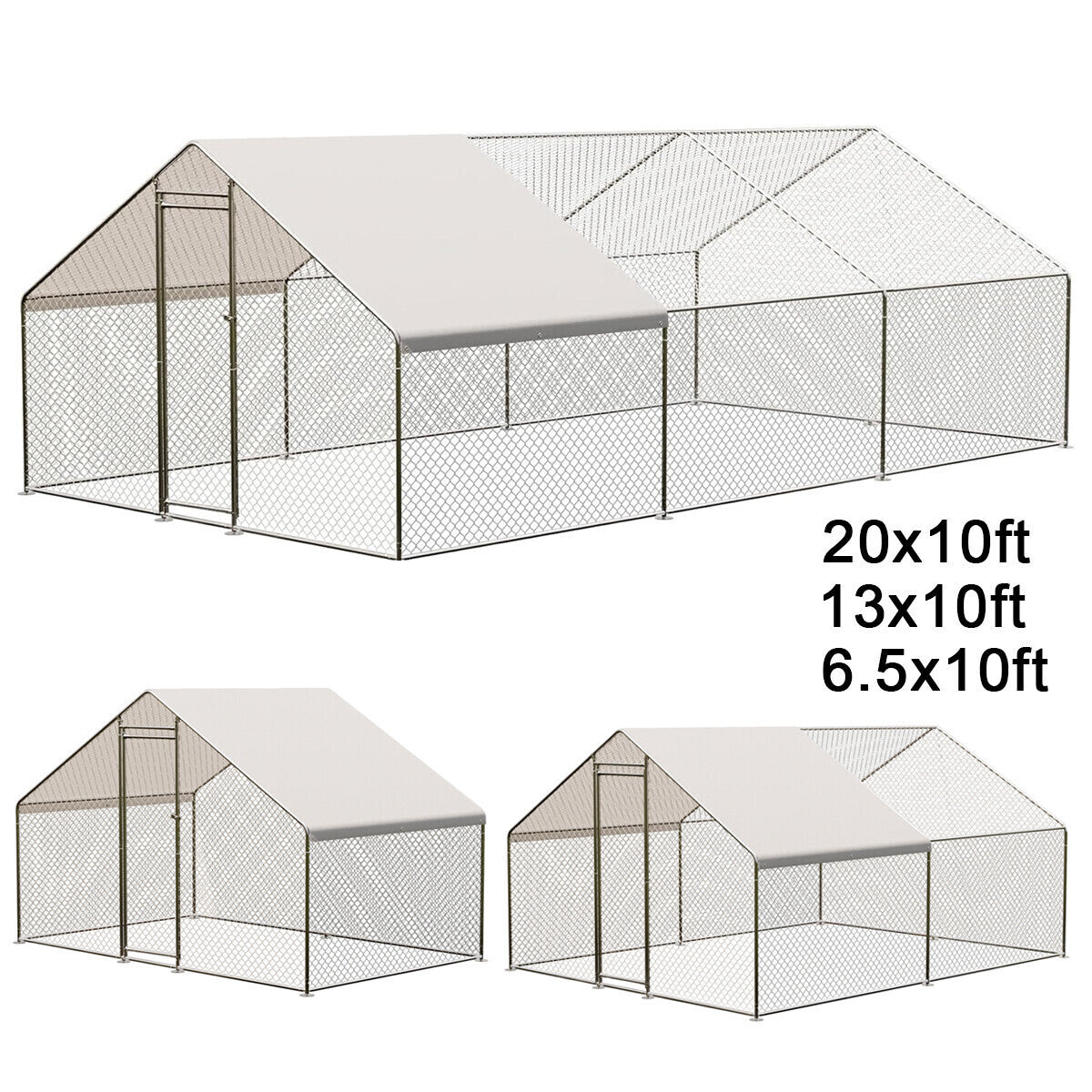 20FTx10FT Walk-in Chicken Coop Poultry Cage Hutches Pet House Chicken Run Cover