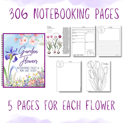 HUGE Homeschool Flower Notebooking Pack 322 Pages Flower Garden Unit Study Worksheets Curriculum Nature Journal Flashcard Coloring Page