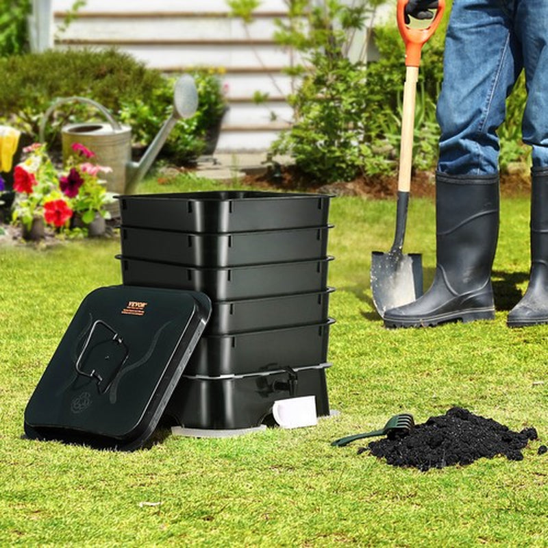 5-Tray Worm Composter 44 QT/50 L Worm Compost Bin Indoor and Outdoor