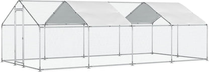 Large Metal Chicken Coop,Walk-in Hen House w/Cover,Poultr