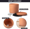 X-Large 12 Inch Terracotta Plant Pot with Drainage Hole and Saucer, Round Cylinder Planter Pot for Indoor Plants, 40-X-A-6