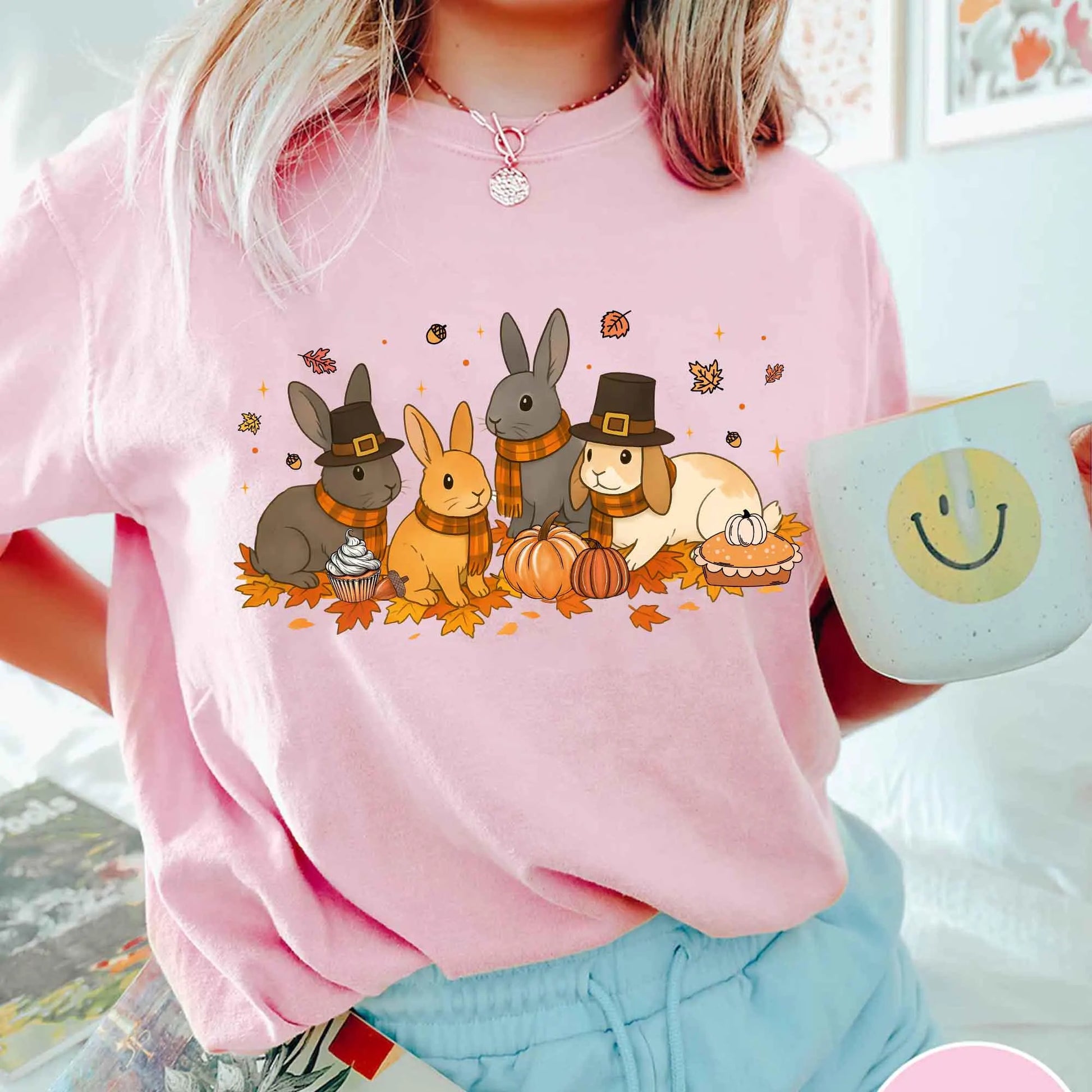 Bunny Fall Comfort Colors Shirt, Bunny Pumpkin Sweatshirt, Bunny Mom Sweatshirt, Rabbit Lovers Shirt, Pumpkin Fall Shirt