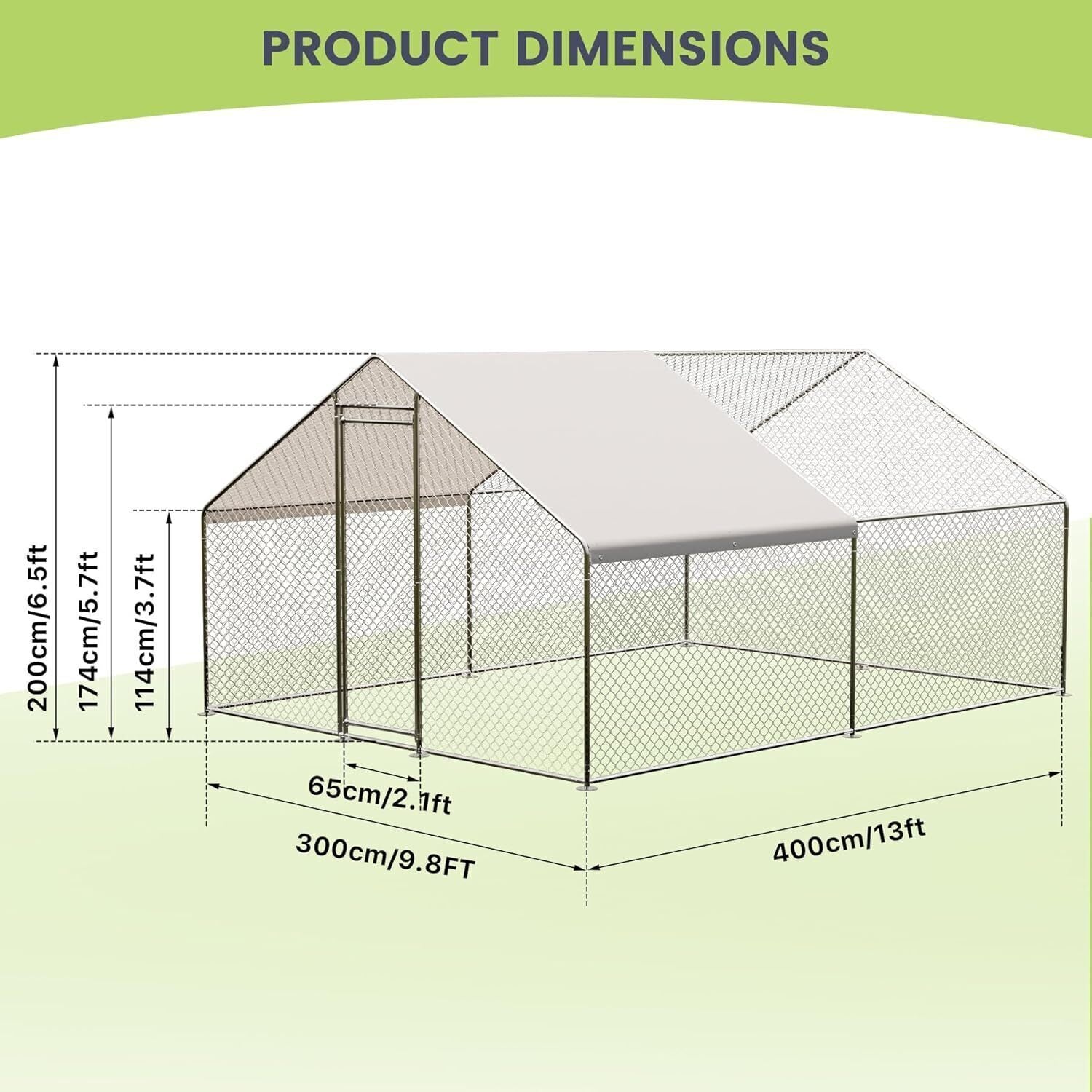 20FTx10FT Walk-in Chicken Coop Poultry Cage Hutches Pet House Chicken Run Cover