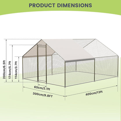 20FTx10FT Walk-in Chicken Coop Poultry Cage Hutches Pet House Chicken Run Cover