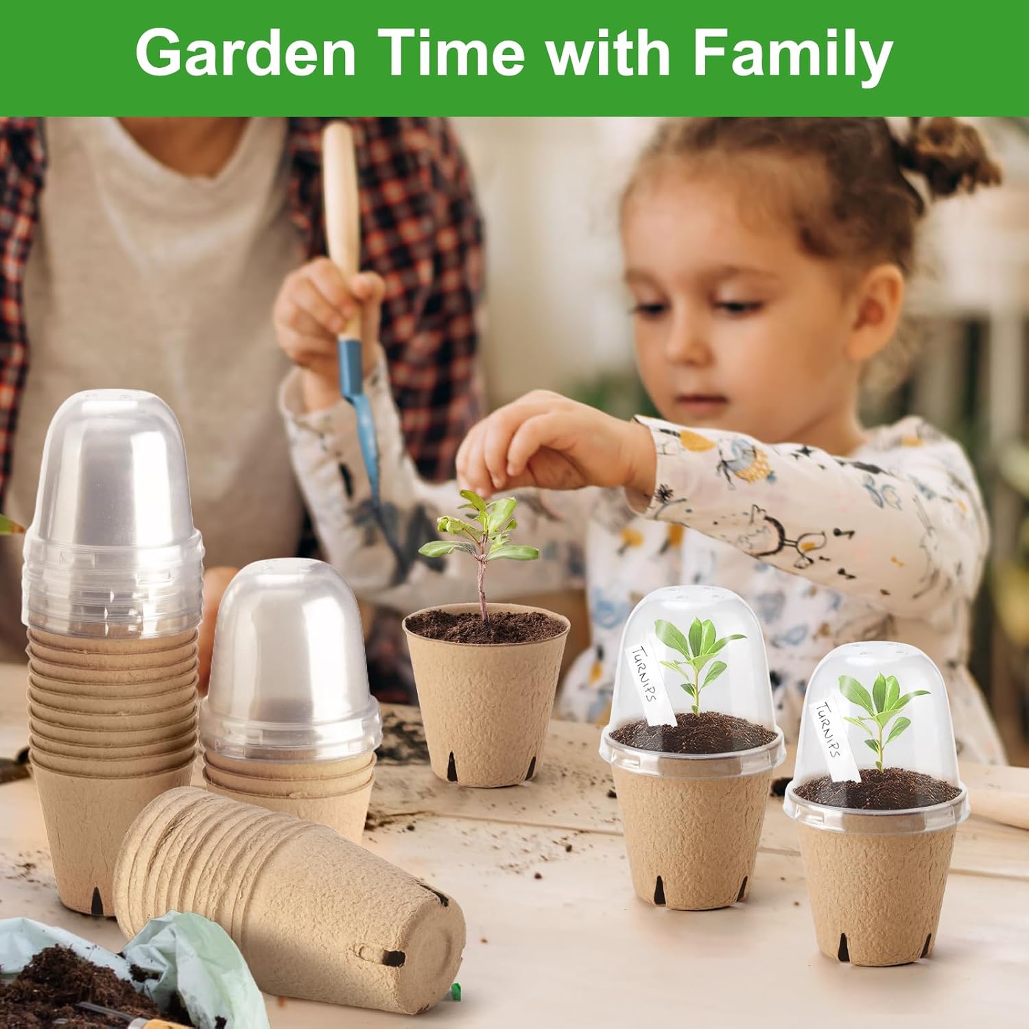 36 Set 3.15 Inch Peat Pots Plant Starters for Seedling with Humidity Dome,Herb Seed Starter Pots Kits, Garden Germination Nursery Pot Wit 36 Plant Labels, 2 Transplant Tools.