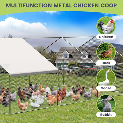 20FTx10FT Walk-in Chicken Coop Poultry Cage Hutches Pet House Chicken Run Cover