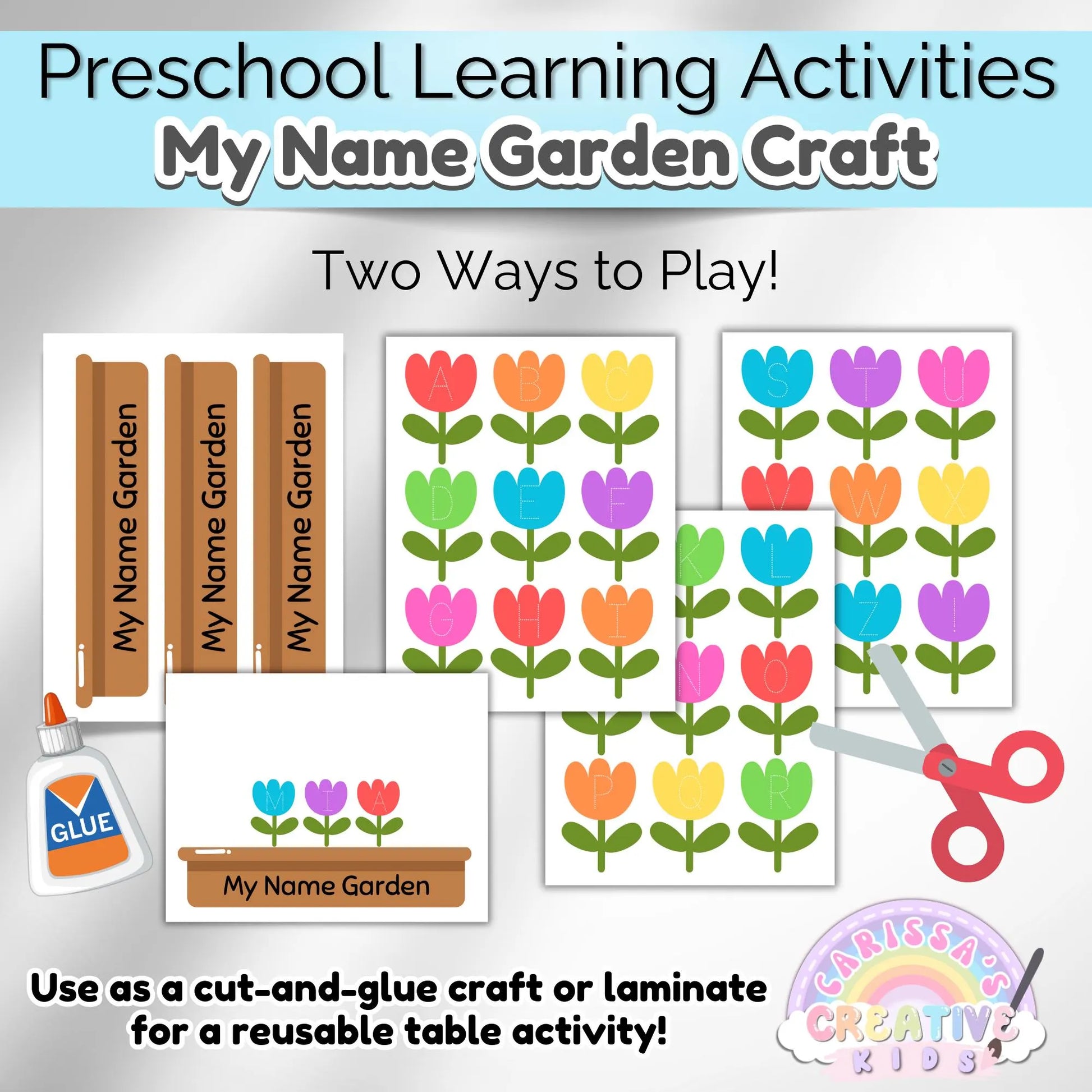 Spring Preschool Name Tracing Activity | Craft Kit For Kids | Homeschool Worksheet Printable | Toddler Busy Book | Sunday School Craft Idea