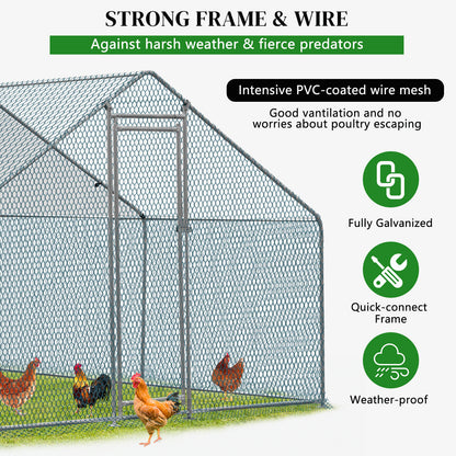 10 x 10FT Metal Walk In Chicken Coop Run Cage Rabbit Hutch Hen House Enclosure