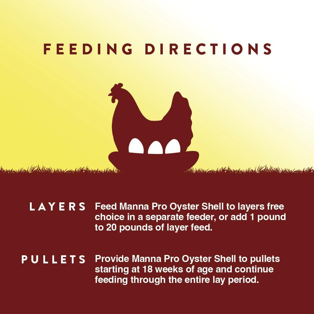 Crushed Oyster Shell for Chickens – Calcium Supplement for Laying Hens to Support Strong Eggshells – Natural Poultry Mineral Feed for Backyard Chickens – 5 lb Bag