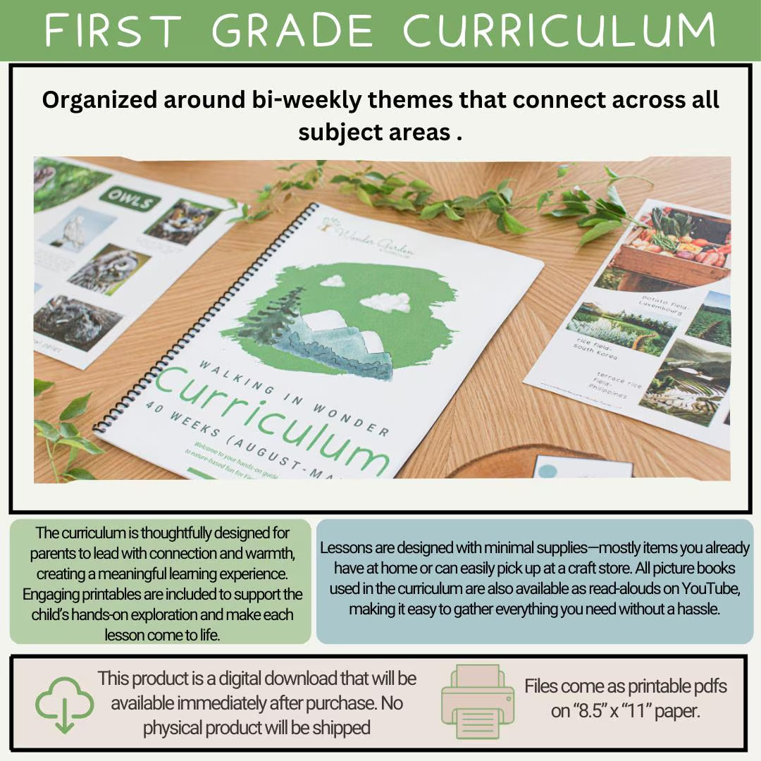 Nature-based First Grade Homeschool Curriculum: Secular, Whole-child focus, Hands-on