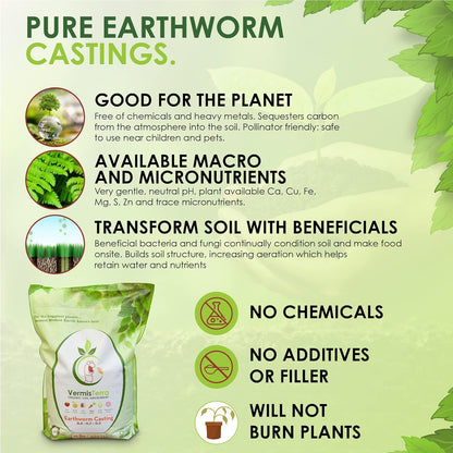 Earthworm Castings - (5 LB) 2.7 qts - 100% Organic Earthworm Castings - All Natural Plant Fertilizer - Soil Enhancer - Potting Mix for Plants, Vegetables, Flowers, Indoor + Outdoor