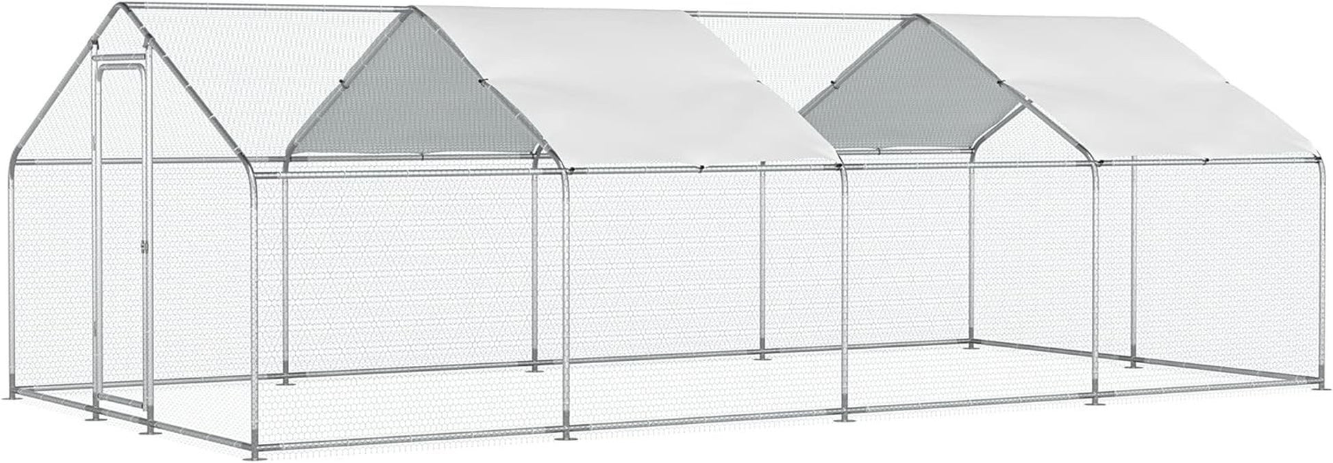 Large Metal Chicken Coop,Walk-in Hen House w/Cover,Poultr