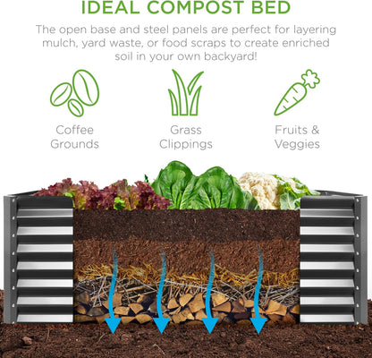 6x3x2ft Outdoor Metal Raised Garden Bed, Deep Root Box Planter for Vegetables, Flowers, Herbs, and Succulents w/ 269 Gallon Capacity - Gray