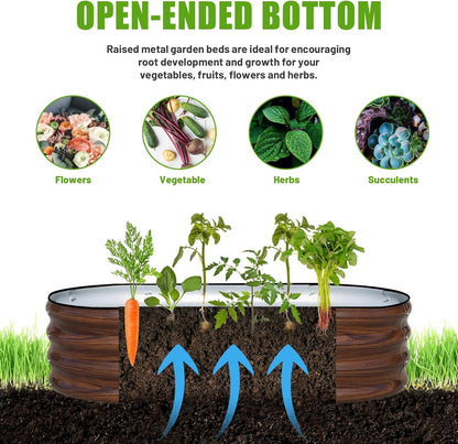 Galvanized Raised Garden Bed, 4x2x1ft Oval Metal Planter Box for Planting Outdoor Plants Vegetables