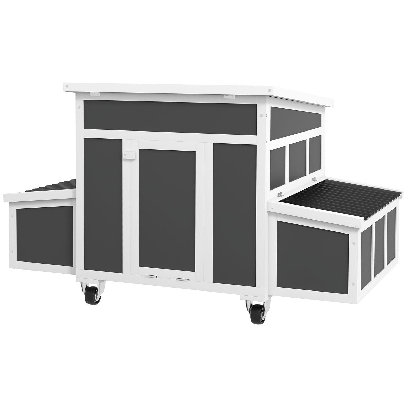 PawHut Wooden Chicken Coop with Nesting Box for 6 Chickens, Dark Gray