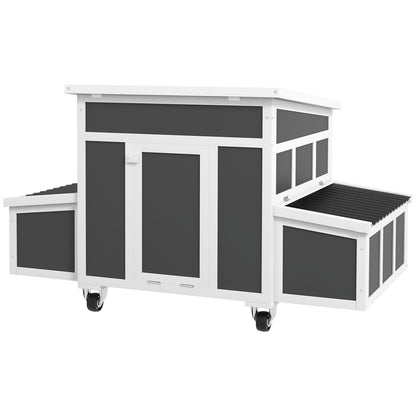 PawHut Wooden Chicken Coop with Nesting Box for 6 Chickens, Dark Gray