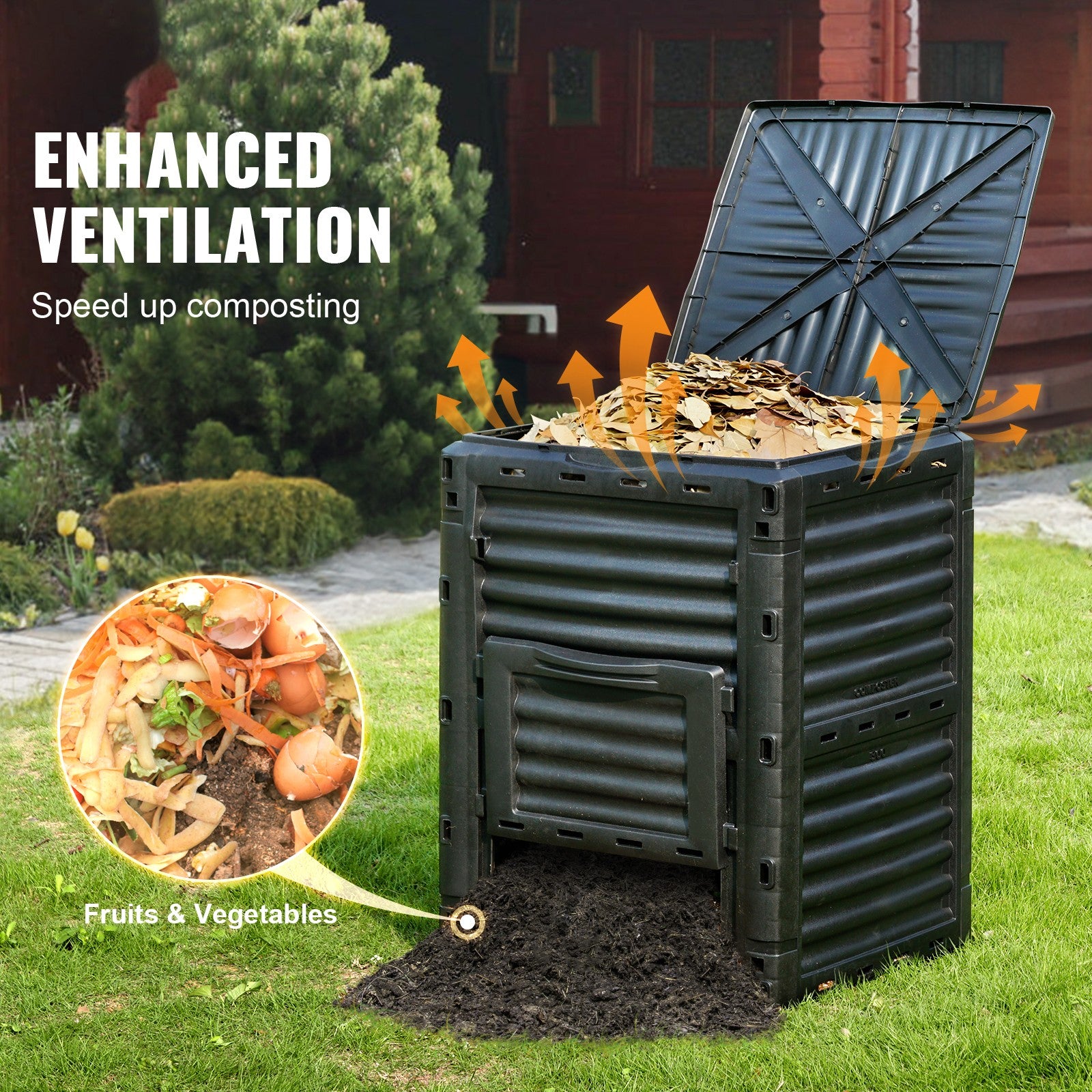 Garden Compost Bin 80 Gal/300 L Outdoor Compost Bin BPA Free Material