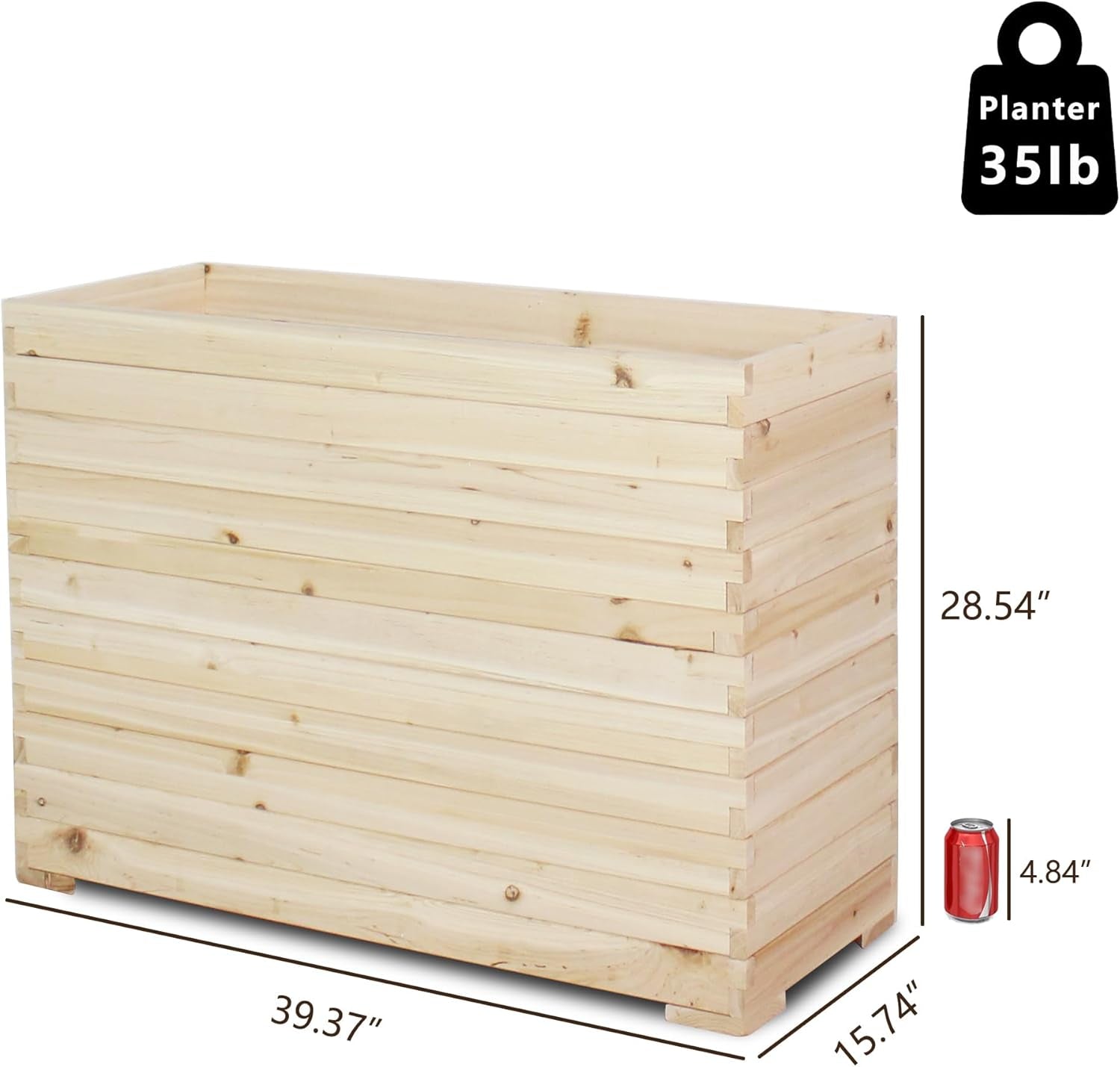 Wood Raised Garden Bed, Rectangular Planter Box Outdoor Large Tall Trough 39"x28"x15" Flower Planters Boxes with Bottom for Plants Herb Patio Porch Balcony Privacy Screen