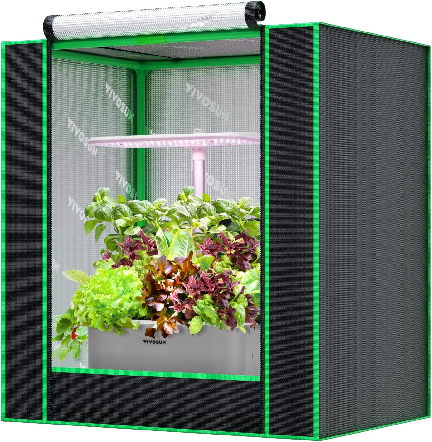 Small Grow Tent for Aerogarden, Hydroponics Growing System, 20”X14”X21” Highly Reflective Mylar Indoor Grow Tent with Sealed Bottom Design, Ventilation Window and Cable Hole Port